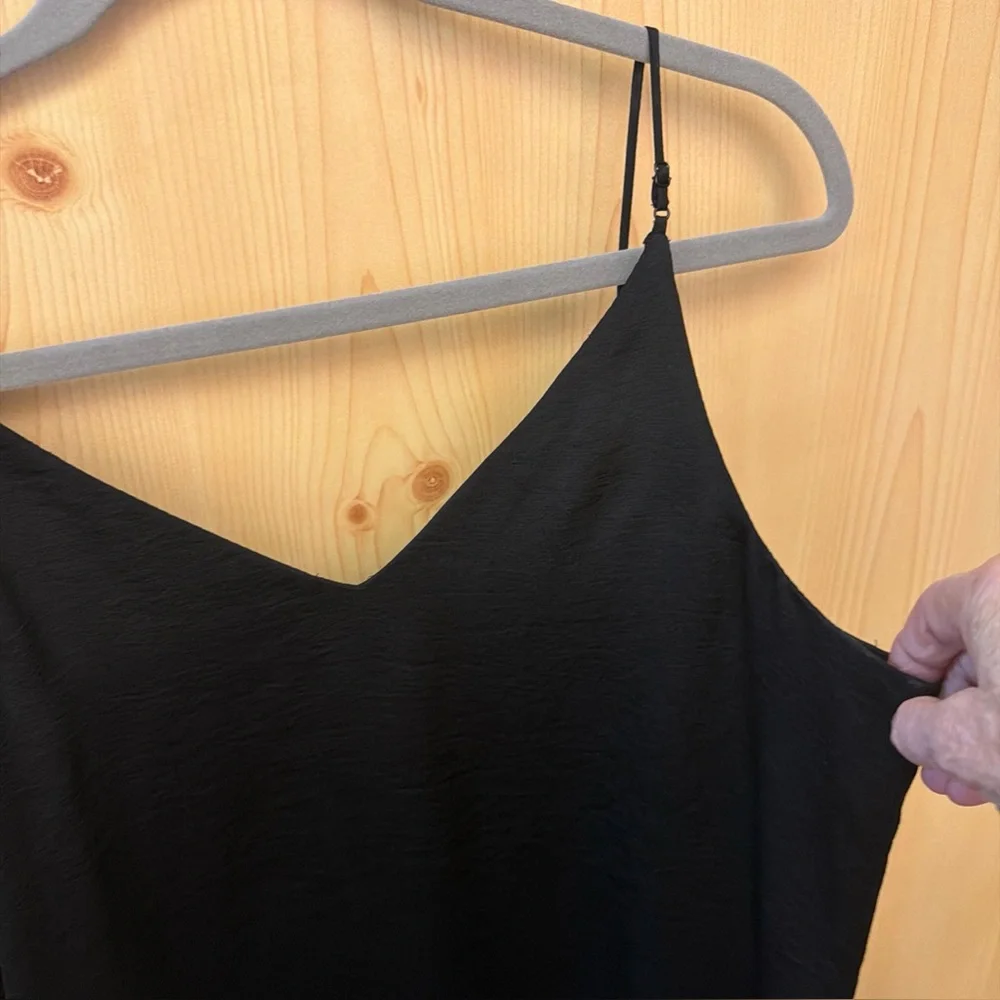 Express Black Sheath Dress Minimalist Simple Chic T Spaghetti Strap Loose Fit - Picture 5 of 11